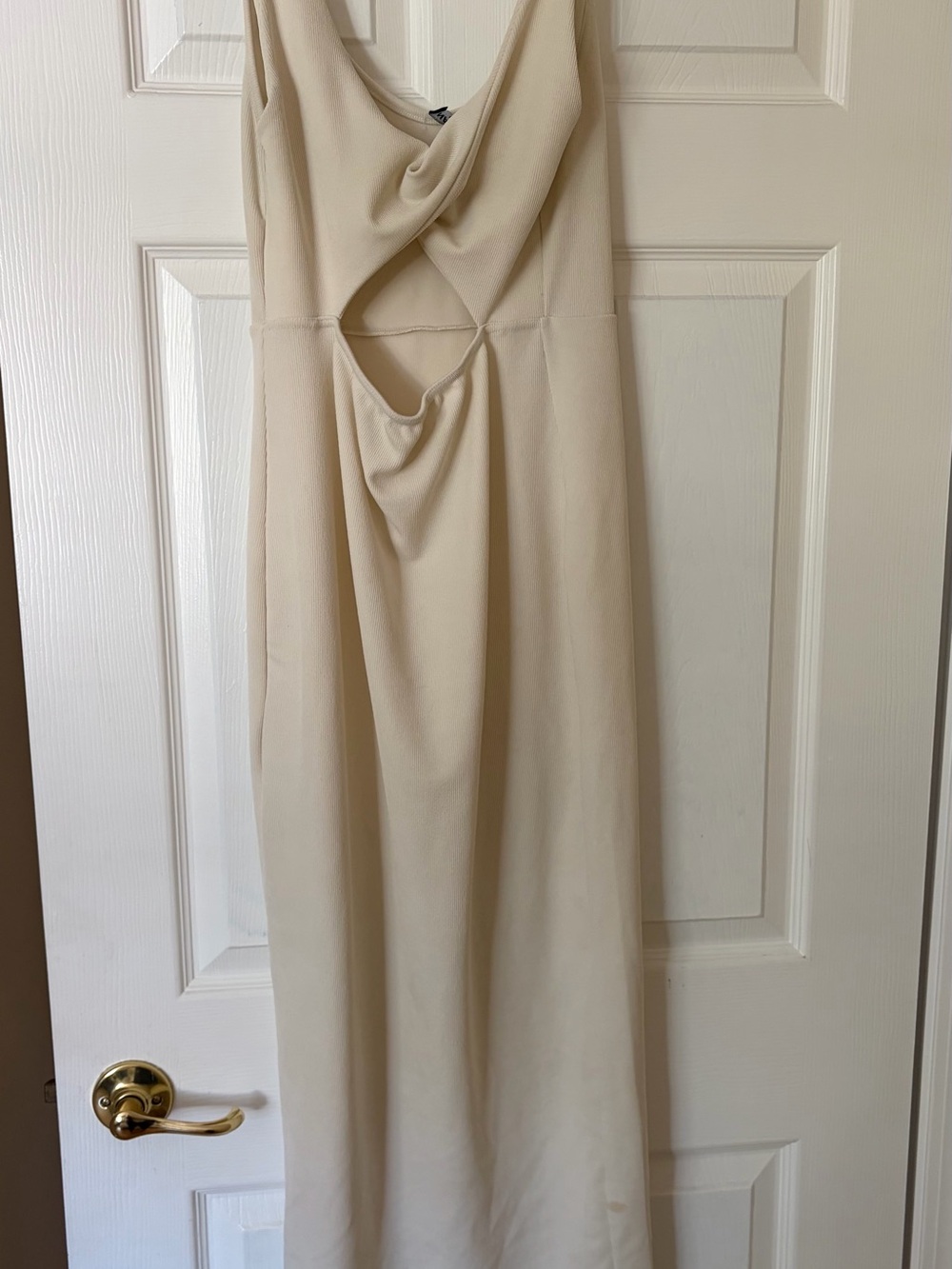 Nasty Gal Ivory V-Neck Maxi Dress with Subtle Texture